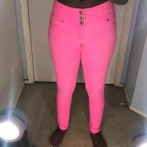 Pink high waisted jeans